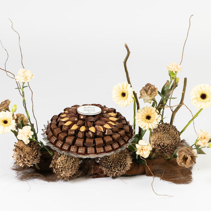 100CM CENTERPIECE WITH CHOCOLATE TRAY - Twenty Three Flowers & Chocolate