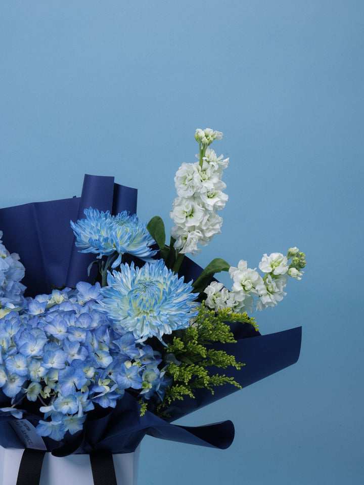 Blue Serenity Bouquet - Twenty Three Flowers & Chocolate