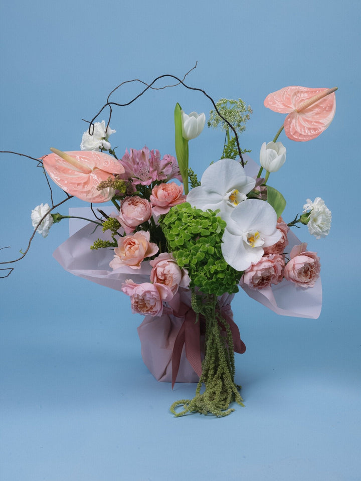 Blush Garden Bouquet - Twenty Three Flowers & Chocolate
