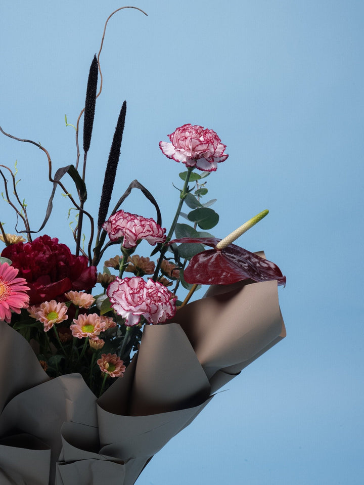Bold Flame Bouquet - Twenty Three Flowers & Chocolate