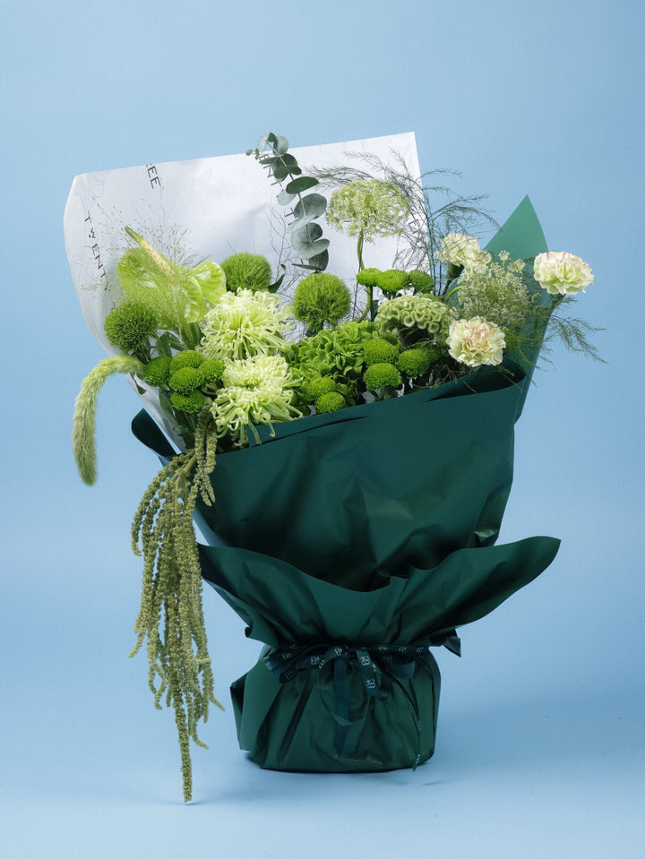 Green Whisper Bouquet - Twenty Three Flowers & Chocolate