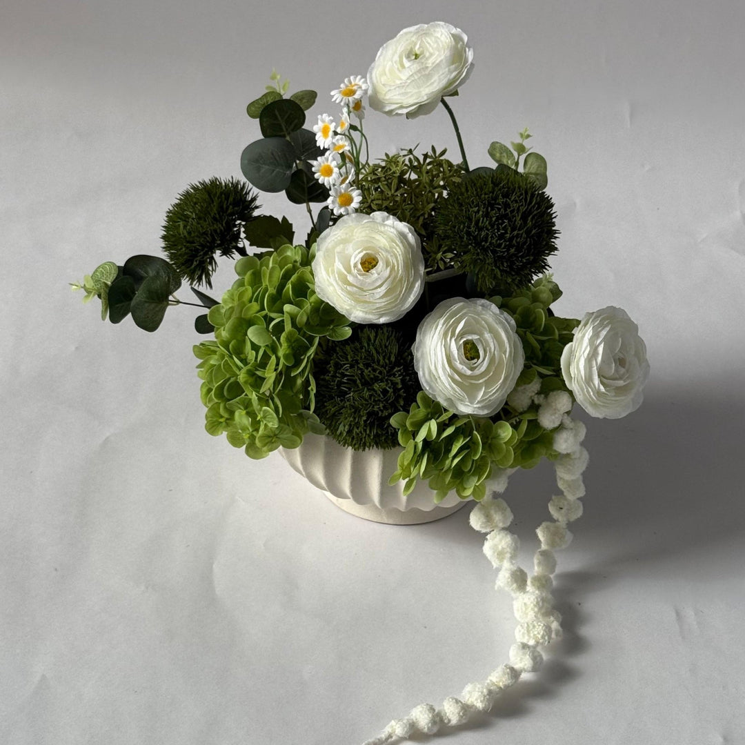 Green White Vase - Twenty Three Flowers & Chocolate