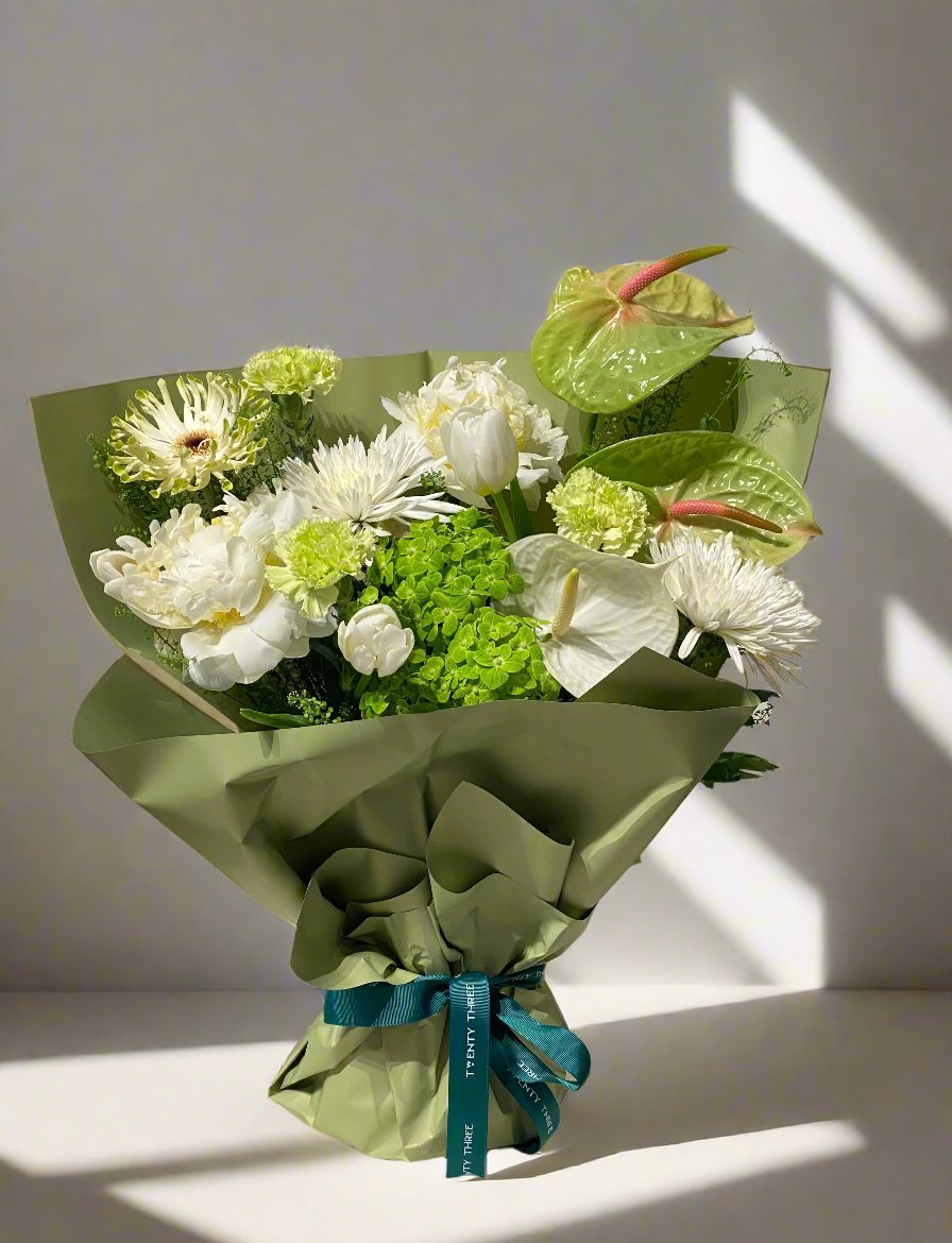 Ivory Grove Bouquet - Twenty Three Flowers & Chocolate