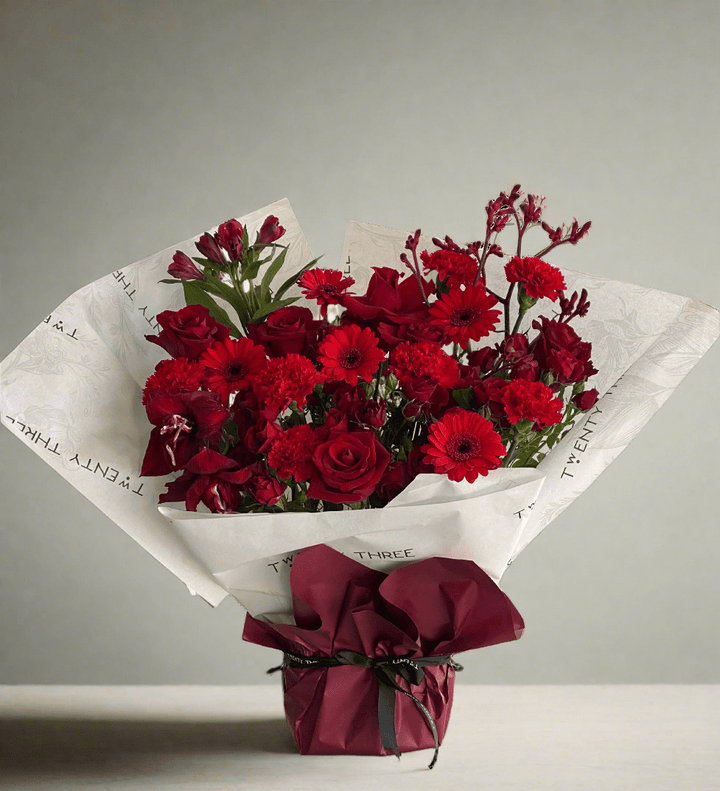 Red Rose Bouquet - Twenty Three Flowers & Chocolate