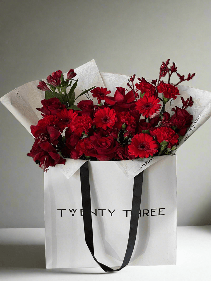 Red Rose Bouquet - Twenty Three Flowers & Chocolate