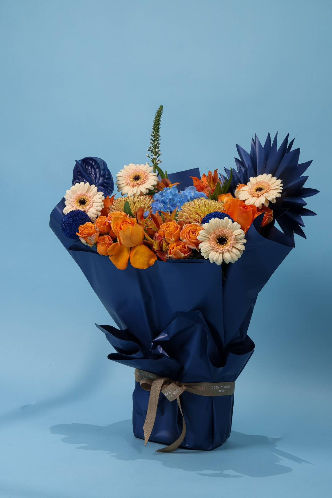 Sapphire Blaze Bouquet - Twenty Three Flowers & Chocolate