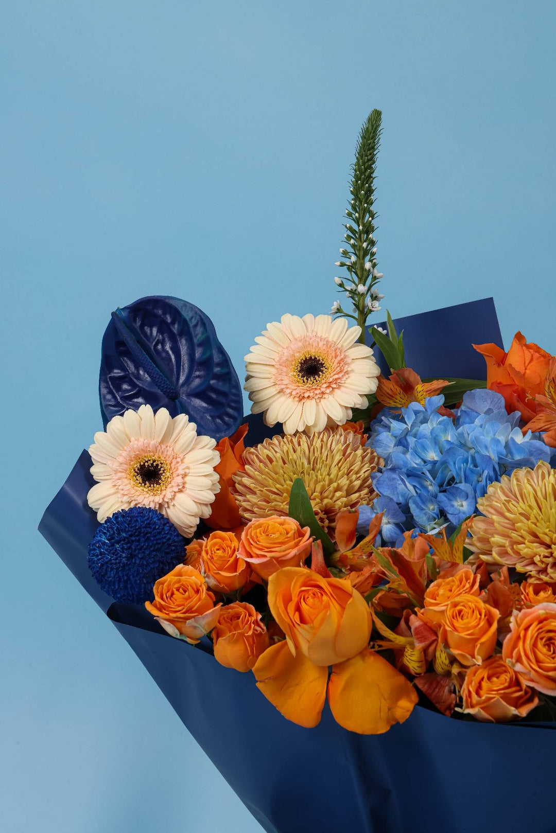 Sapphire Blaze Bouquet - Twenty Three Flowers & Chocolate