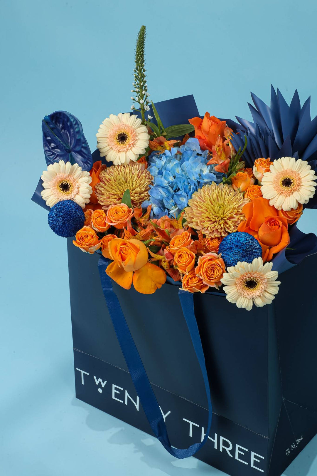 Sapphire Blaze Bouquet - Twenty Three Flowers & Chocolate
