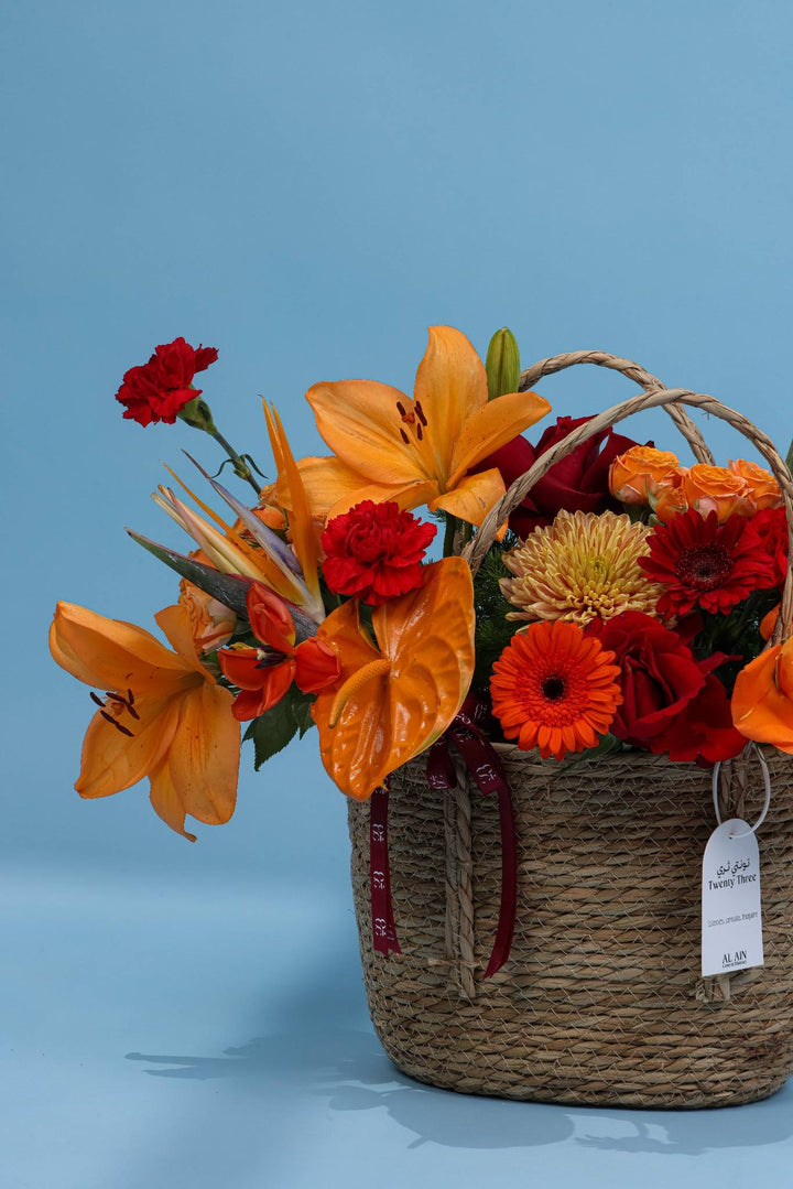 Tropical Ember Basket - Twenty Three Flowers & Chocolate
