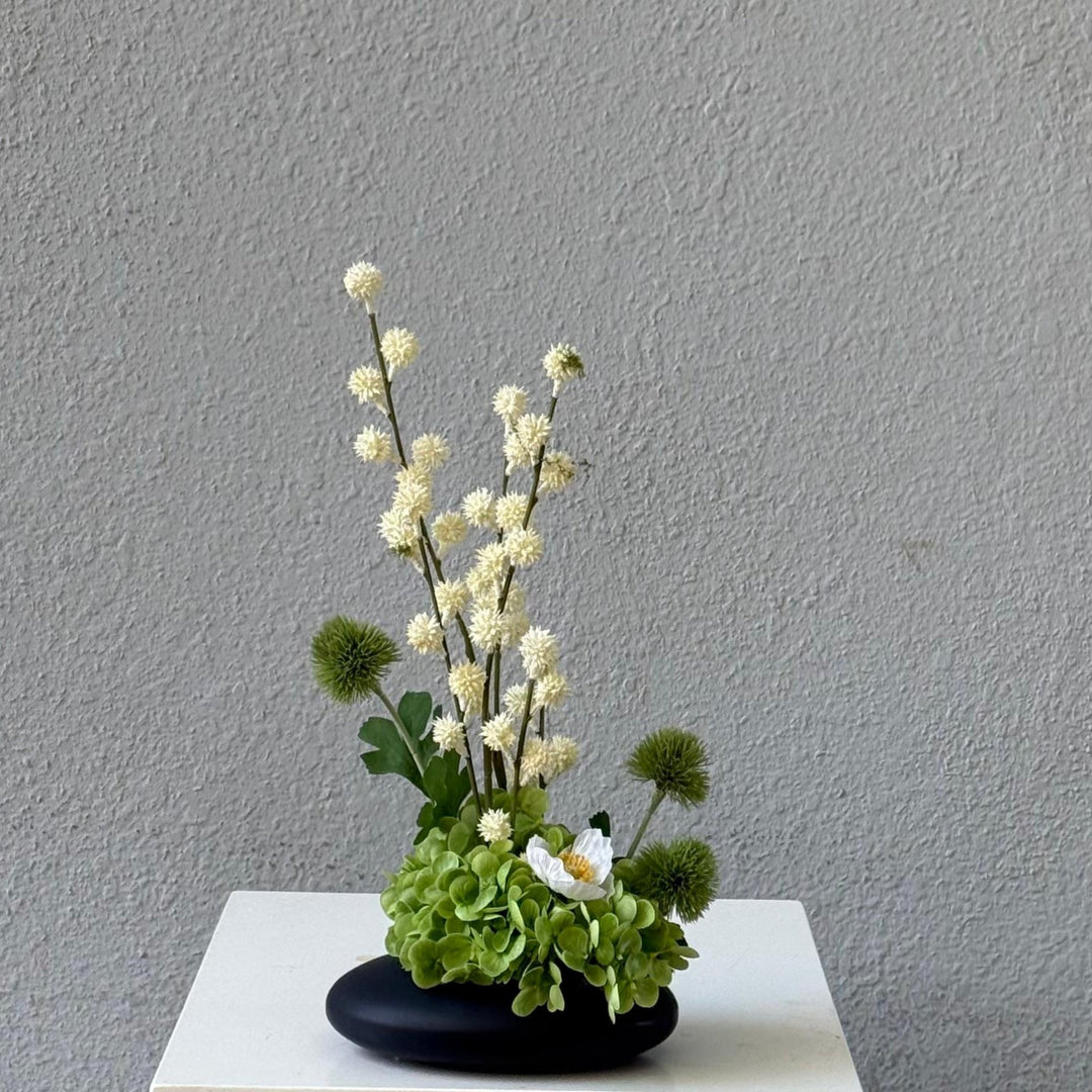 White Green Vase - Twenty Three Flowers & Chocolate