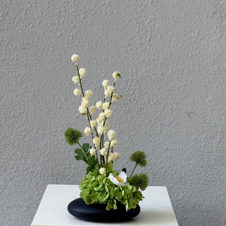 White Green Vase - Twenty Three Flowers & Chocolate
