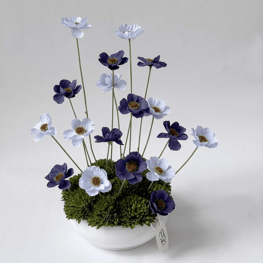 White & Purple Vase - Twenty Three Flowers & Chocolate